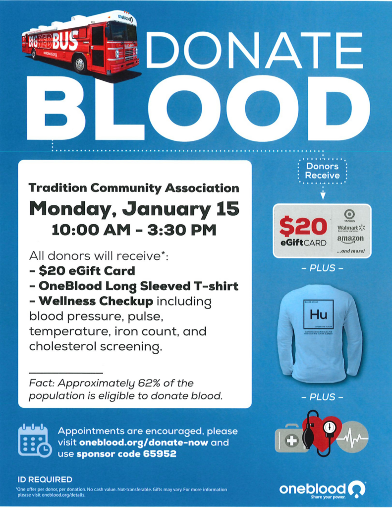 Blood Drive with OneBlood Tradition